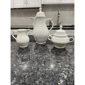 Germany Rosenthal Sanssouci Continental White China Coffeepot Sugar Creamer READ